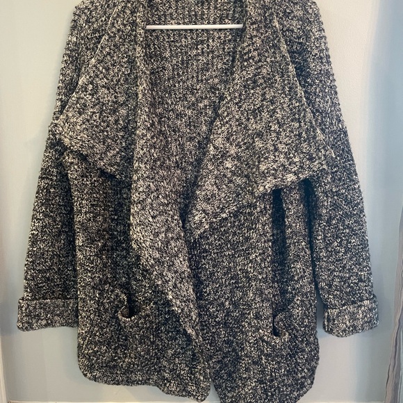 Eileen Fisher Charcoal Open Front Cardigan Organic cotton wool Medium - Picture 2 of 5